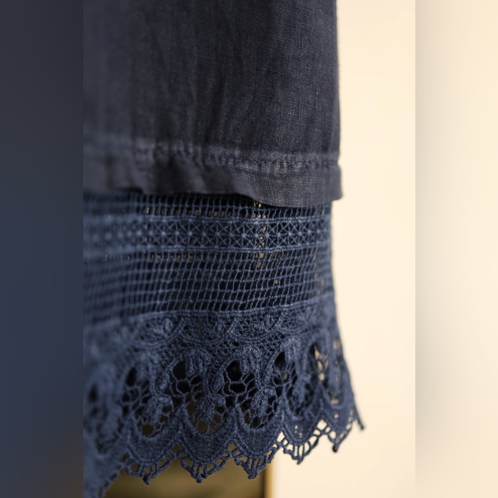 Navy 100% Linen Dress - Picture 4 of 8